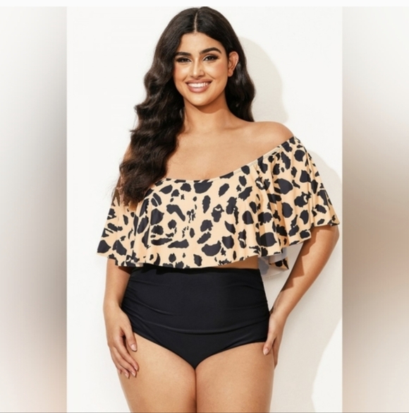 Leopard Print Off-Shoulder Bikini Set 🐆 - Picture 2 of 2